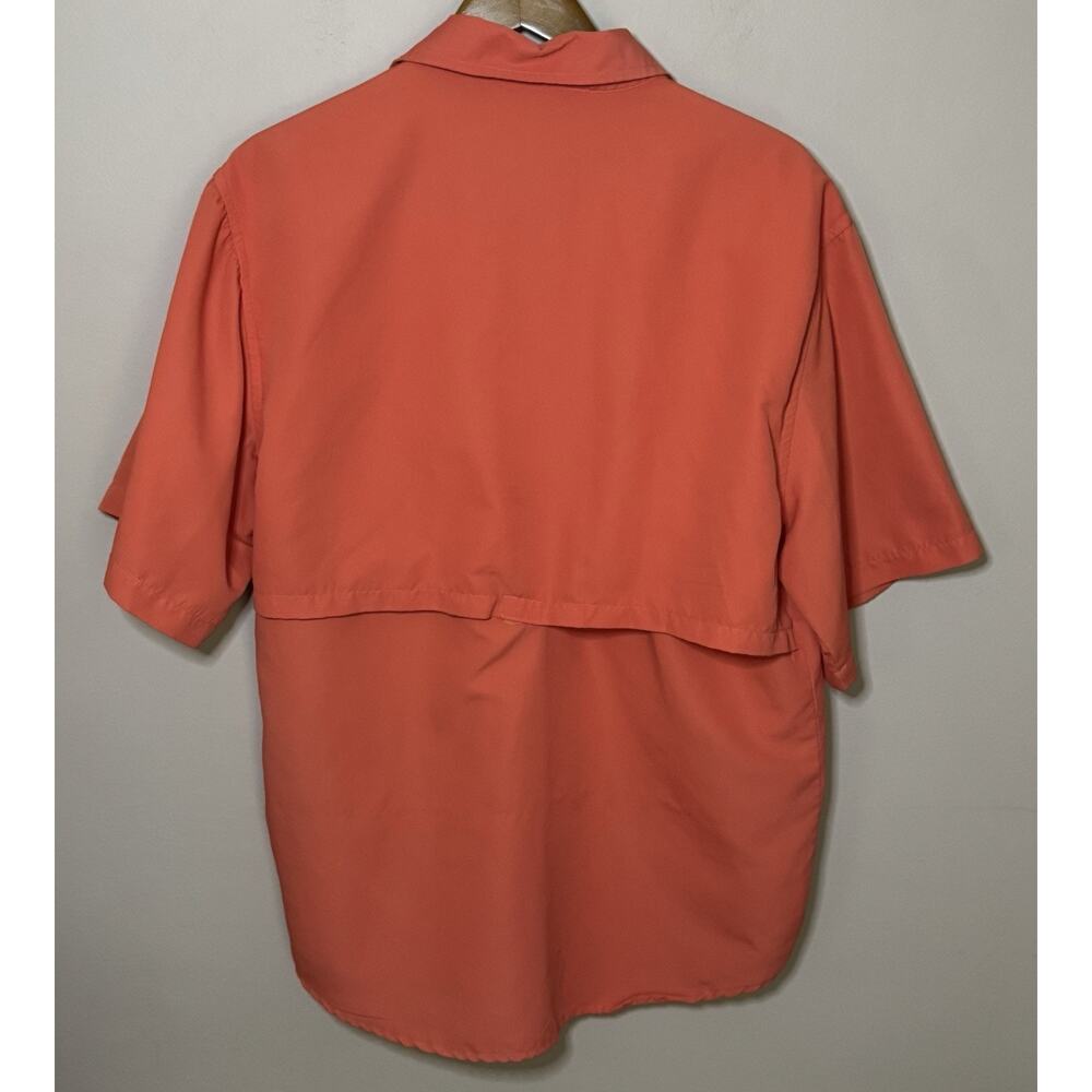 Realtree Button Up Shirt Men L Orange Short Sleeve Salmon Relaxed Breathable - Picture 4 of 4